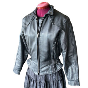Hot Leathers Lady’s Moto Jacket Size M Black Biker Edgy Motorcycle Zipper Lined